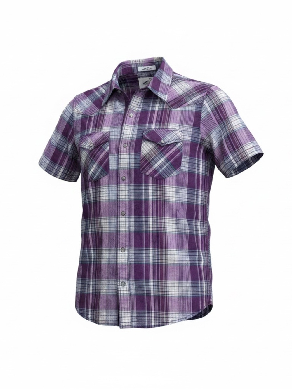 Vans Off The Wall Men's L Maroon Gray‎ Plaid Short Sleeve Snap Shirt Pockets